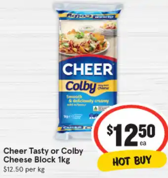 Cheer Tasty or Colby Cheese Block 1kg