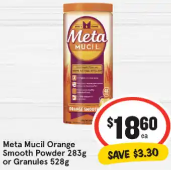 IGA Meta Mucil Orange Smooth Powder 283g or Granules 528g offer