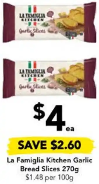 Drakes La Famiglia Kitchen Garlic Bread Slices 270g offer