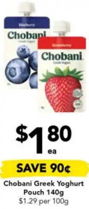 Drakes Chobani Greek Yoghurt Pouch 140g offer