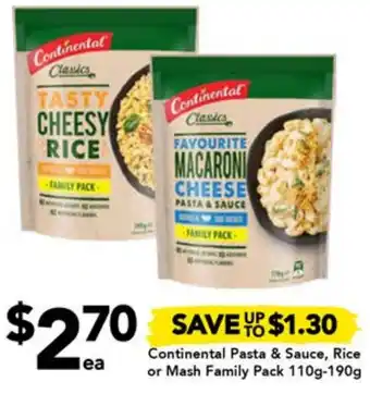 Drakes Continental Pasta & Sauce, Rice or Mash Family Pack 110g-190g offer