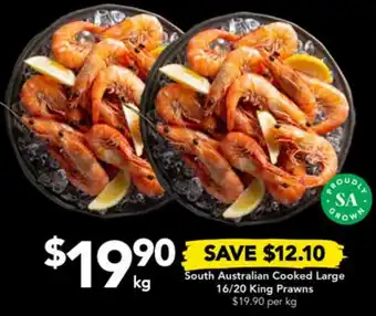 Drakes South Australian Cooked Large 16/20 King Prawns offer