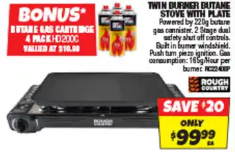 TWIN BURNER BUTANE STOVE WITH PLATE