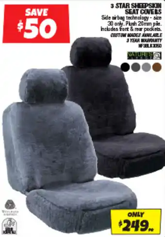 Autobarn 3 STAR SHEEPSKIN SEAT COVERS offer