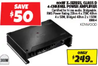 Autobarn 600W X-SERIES, CLASS D 4-CHANNEL POWER AMPLIFIER offer