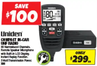 Autobarn Uniden COMPACT IN-CAR UHF RADIO offer