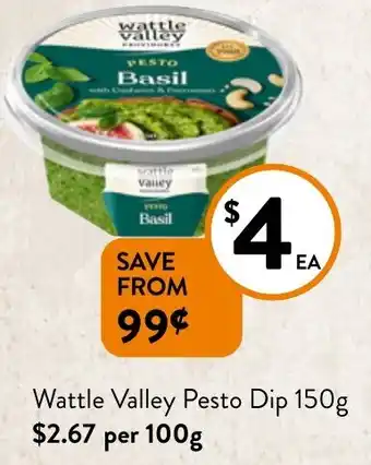 Foodworks Wattle Valley Pesto Dip 150g offer