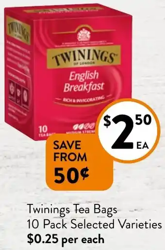 Foodworks Twinings Tea Bags 10 Pack offer