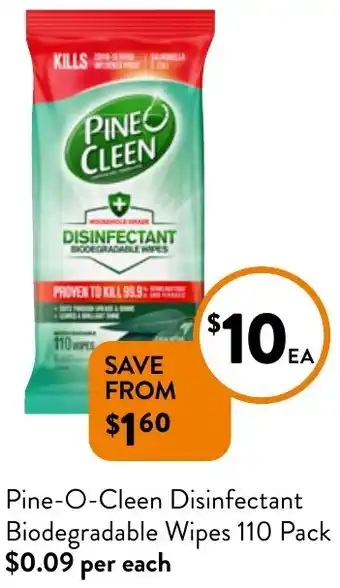 Foodworks Pine-O-Cleen Disinfectant Biodegradable Wipes 110 Pack offer