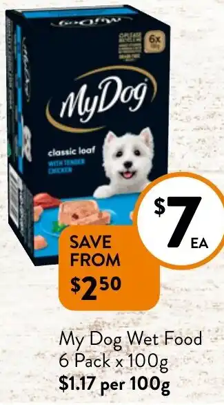 Foodworks My Dog Wet Food 6 Pack x 100g offer