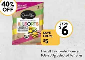 Foodworks Darrell Lea Confectionery 168-280g offer