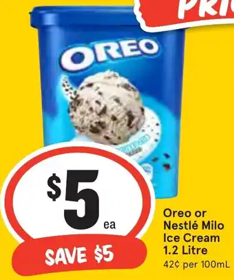 Ritchies Oreo or Nestlé Milo Ice Cream 1.2 Litre offer