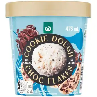 Woolworths Woolworths Cookie Dough Chocolate Flakes Ice Cream 473ml offer