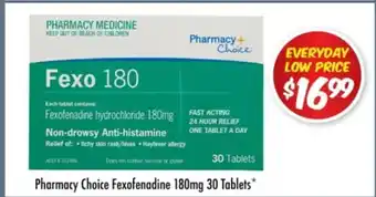 Chemist Outlet Pharmacy Choice Fexofenadine 180mg 30 Tablets offer