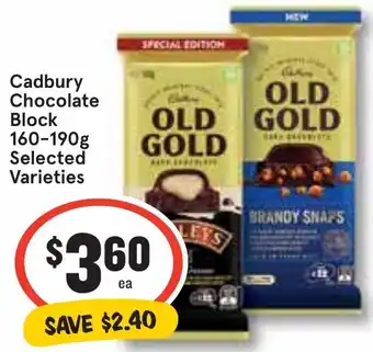 Ritchies Cadbury Chocolate Block 160-190g offer