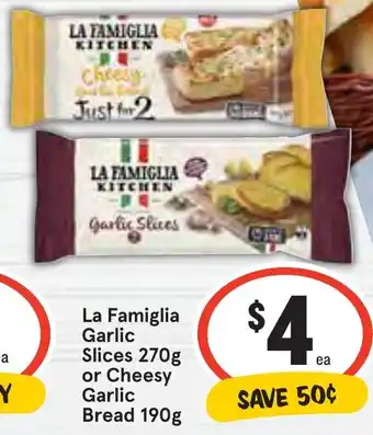 Ritchies La Famiglia Garlic Slices 270g or Cheesy Garlic Bread 190g offer