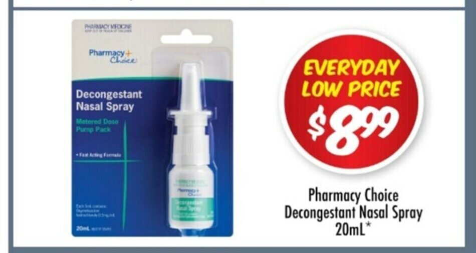Pharmacy Choice Decongestant Nasal Spray 20ml offer at Chemist Outlet