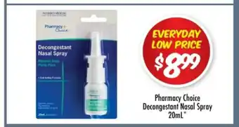 Chemist Outlet Pharmacy Choice Decongestant Nasal Spray 20ml offer