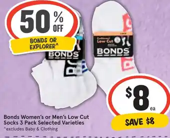 Ritchies Bonds Women's or Men's Low Cut Socks 3 Pack offer