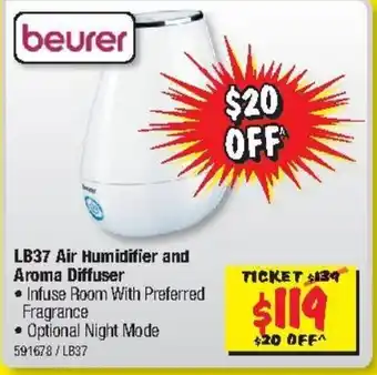 JB Hi-Fi Beurer LB37 Air Humidifier and Aroma Diffuser offer