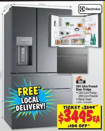 JB Hi-Fi Electrolux 681 Litre French Door Fridge offer