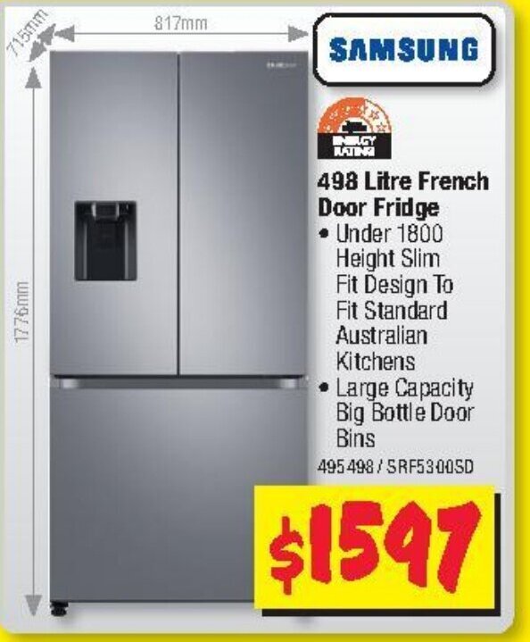 Samsung 498 Litre French Door Fridge offer at JB HiFi