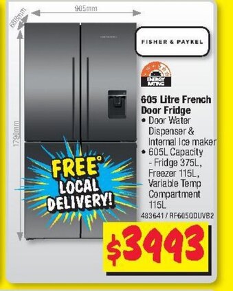 JB Hi-Fi 605 Litre French Door Fridge offer