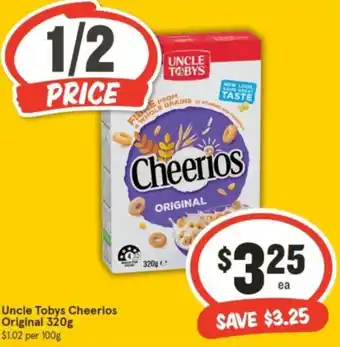 IGA Uncle Tobys Cheerios Original 320g offer