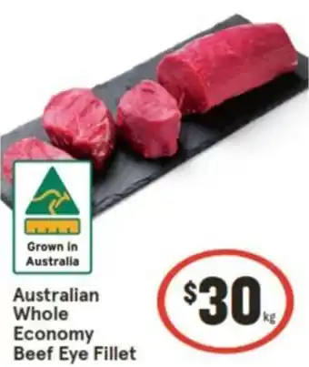 IGA Australian Whole Economy Beef Eye Fillet per kg offer