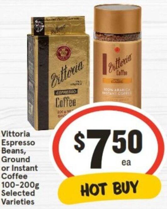 Vittoria Espresso Beans, Ground or Instant Coffee 100200g offer at IGA