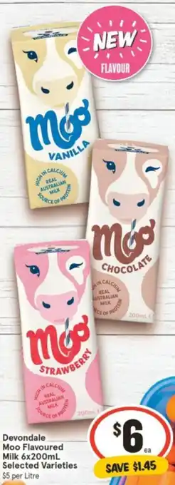 IGA Devondale Moo Flavoured Milk 6x200mL offer