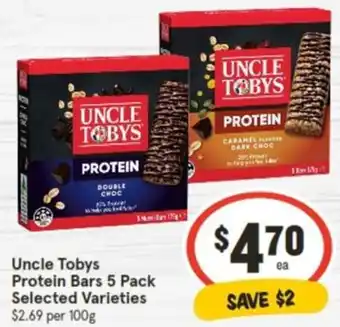 IGA Uncle Tobys Protein Bars 5 Pack offer