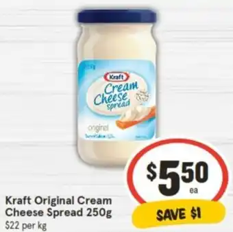 IGA Kraft Original Cream Cheese Spread 250g offer