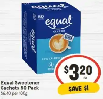 IGA Equal Sweetener Sachets 50 Pack offer