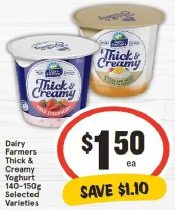 IGA Dairy Farmers Thick & Creamy Yoghurt 140-150g offer