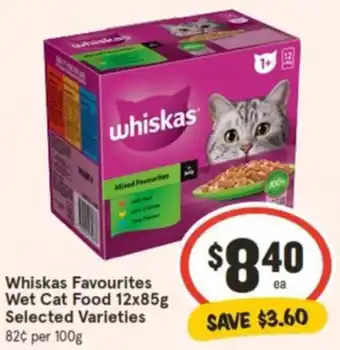 IGA Whiskas Favourites Wet Cat Food 12x85g offer