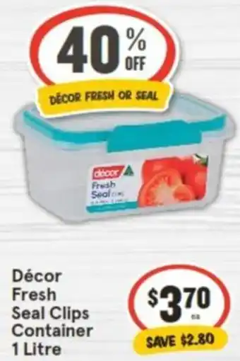 IGA Décor Fresh Seal Clips Container 1 Litre offer