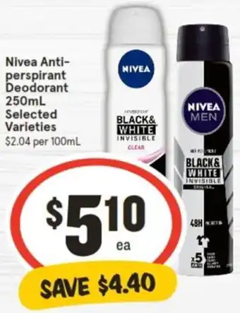 IGA Nivea Anti- perspirant Deodorant 250mL offer