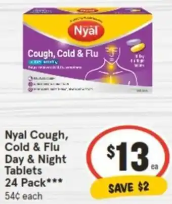 IGA Nyal Cough, Cold & Flu Day & Night Tablets 24 Pack offer