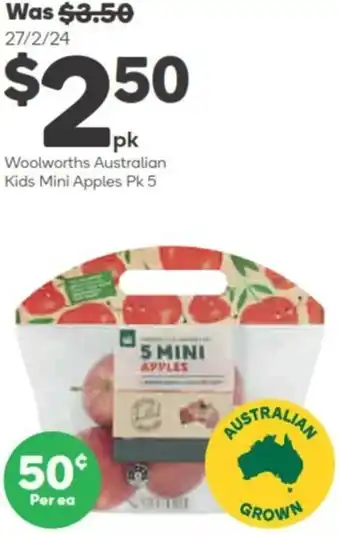 Woolworths Woolworths Australian Kids Mini Apples Pk 5 offer