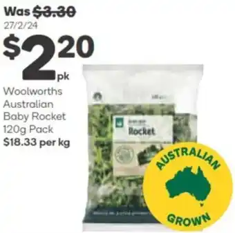 Woolworths Woolworths Australian Baby Rocket 120g Pack offer