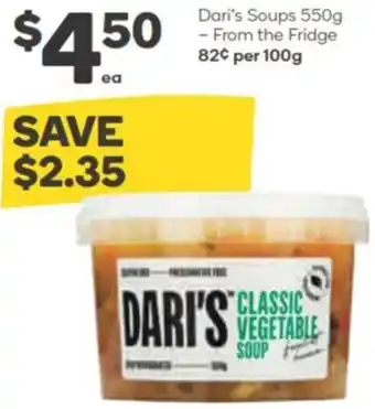 Woolworths Dari's Soups 550g offer