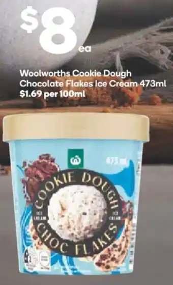 Woolworths Woolworths Cookie Dough Chocolate Flakes Ice Cream 473ml offer