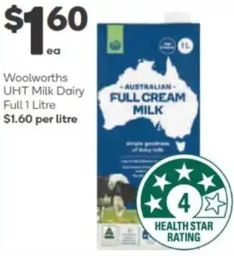 Woolworths Woolworths UHT Milk Dairy Full 1 Litre offer