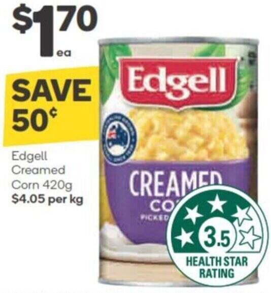 Edgell Creamed Corn 420g offer at Woolworths
