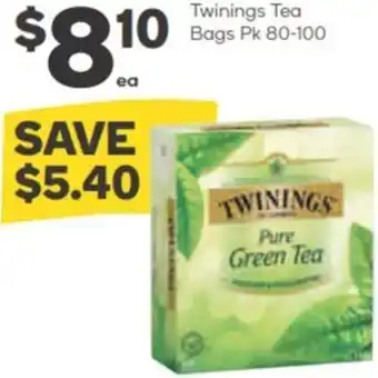 Woolworths Twinings Tea Bags Pk 80-100 offer