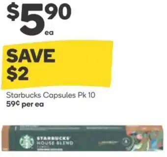 Woolworths Starbucks Capsules Pk 10 offer
