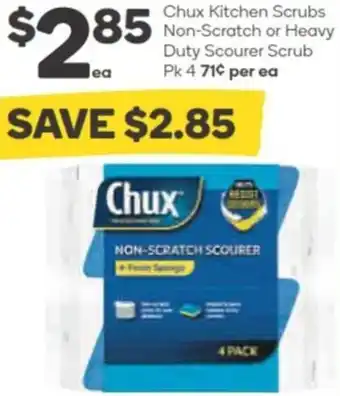 Woolworths Chux Kitchen Scrubs Non-Scratch or Heavy Duty Scourer Scrub Pk 4 offer