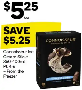 Woolworths Connoisseur Ice Cream Sticks 360-400ml Pk 4-6 offer