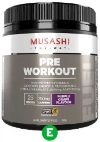 Woolworths Musashi Pre Workout Powder 225g offer